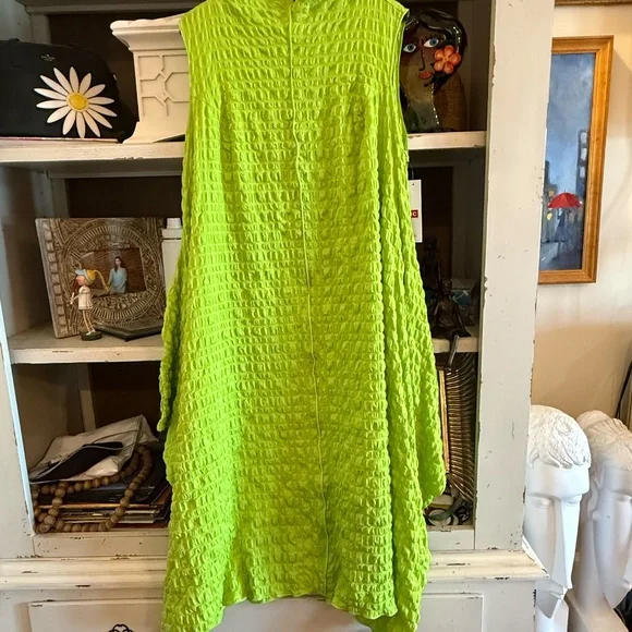 IC Collection Lime Sleeveless High Neck Textured Dress Merrow jacket XS - Picture 10 of 12